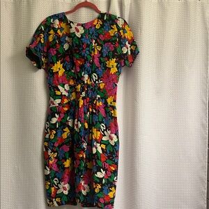 Vintage silk dress with flowers